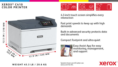 Laser Printer Xerox C410 A4 40ppm Duplex 1200x4800 DPI - C410V_DN