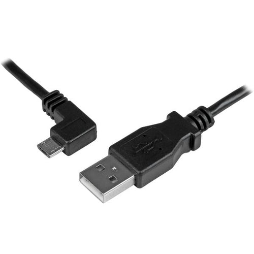 USB 2.0 Left-Angle Micro-USB Charge-and-Sync Cable 1m Male/Male Black
