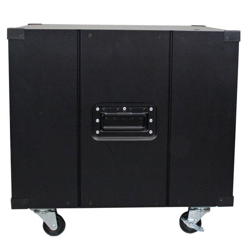 9U Mobile Open Frame Server Rack Black TAA Compliant 4-Post Rolling Rack