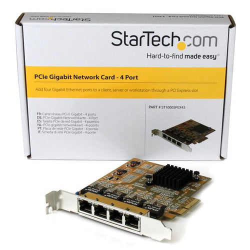 Network Card StarTech.com ST1000SPEX43 4-Port PCIe Gigabit 2000 Mbit/s Internal Wired - ST1000SPEX43