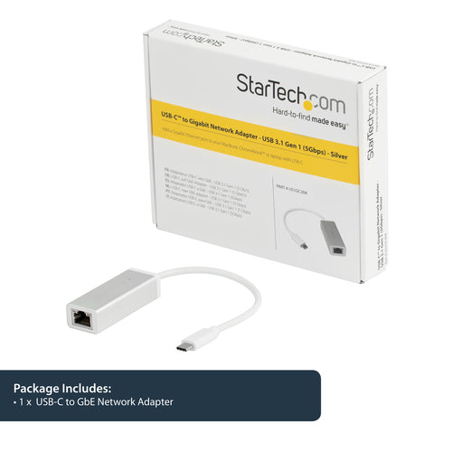 USB-C to Gigabit Network Adapter StarTech.com US1GC30A 5000Mbit/s Wired Ethernet Silver