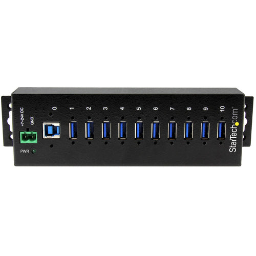 Industrieller USB 3.0 Hub mit 10 Ports, ESD-Überspannungsschutz, Metallgehäuse für Wandmontage