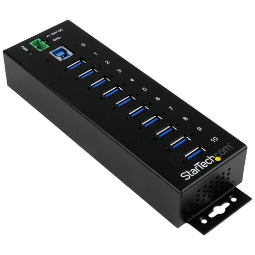Industrieller USB 3.0 Hub mit 10 Ports, ESD-Überspannungsschutz, Metallgehäuse für Wandmontage
