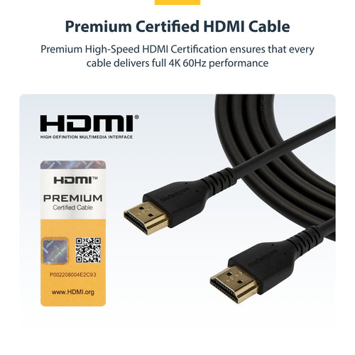 HDMI Cable StarTech.com RHDMM2MP 6ft 4K 60Hz Slim with Ethernet - RHDMM2MP