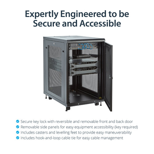 Rack Cabinet StarTech.com RK1833BKM 18U 450kg 29in Mounting Depth Enclosed - RK1833BKM