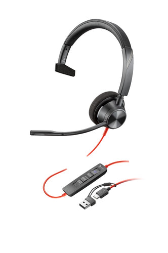 USB-C Headset HP Poly Blackwire 3310 Monaural Microsoft Teams Certified Wired 103g - 8X216AA