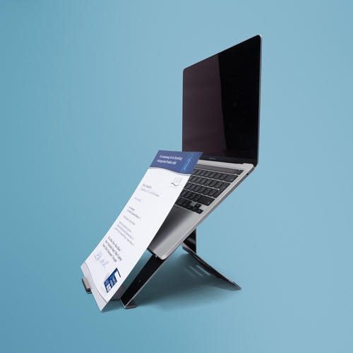 R-Go Tools RGORIDOCBL Adjustable Laptop Stand - Ergonomic & Foldable Document Holder - Black Aluminium