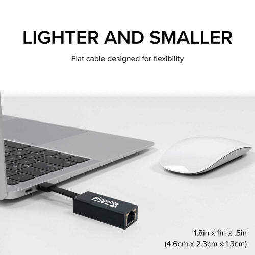 USB C to Ethernet Adapter Fast Gigabit 5000 Mbit/s Plugable for Macbook Pro & Windows