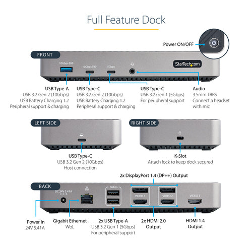 StarTech.com 116N-USBC-DOCK laptop dock/port replicator