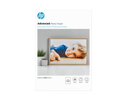 Photo Paper HP Advanced Glossy 250 g/m2 A3 297x420mm 20 Sheets - Q8697A