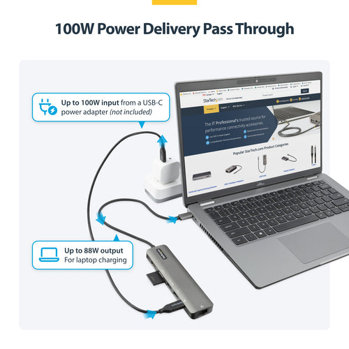 USB-C Multiport Adapter Hub StarTech DKT30CHSDPD1 4K 60Hz HDMI Gigabit Ethernet 100W Charging
