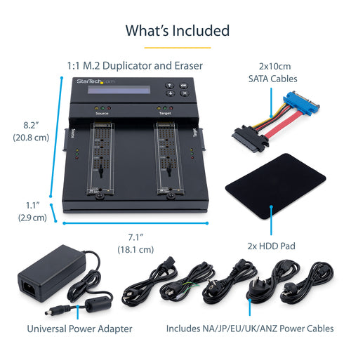 StarTech.com SM2DUPE11 M.2 SATA & NVMe Duplicator - HDD/SSD Cloner & Eraser