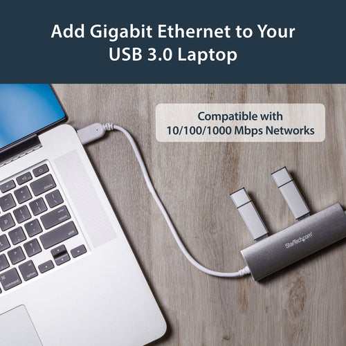 USB Hub StarTech.com 3-Port USB 3.0 Gigabit Ethernet 5Gbps Portable