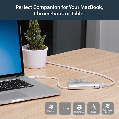 USB Hub StarTech.com 3-Port USB 3.0 Gigabit Ethernet 5Gbps Portable