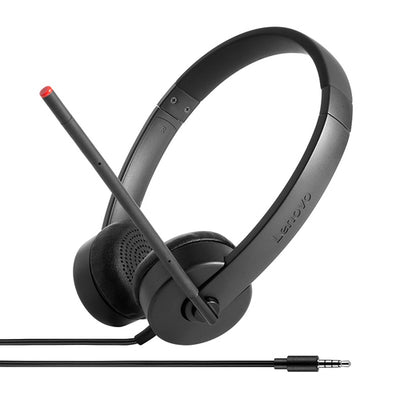 Wired Headset Lenovo Stereo Analog 110g Black Office Call Center - 4XD0K25030