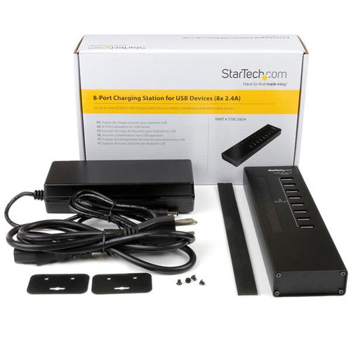 Charging Station StarTech 8-Port 96W 19.2A USB Charger Black
