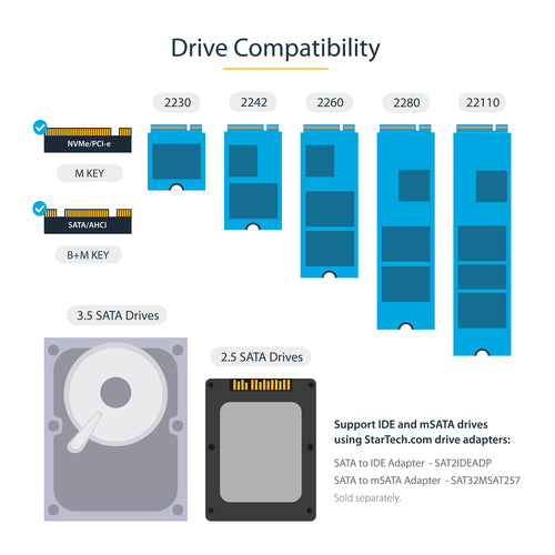 StarTech.com SM2DUPE11 M.2 SATA & NVMe Duplicator - HDD/SSD Cloner & Eraser