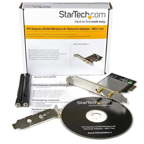 StarTech AC600 Wireless-AC Network Card - PCI Express - Wi-Fi 5 - 433 Mbit/s - High-Speed Network Adapter