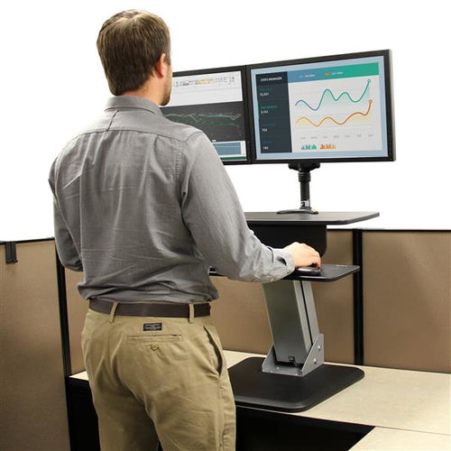 StarTech.com ARMSTS Sit-to-Stand Multimedia Cart - 30" Black & Silver Workstation