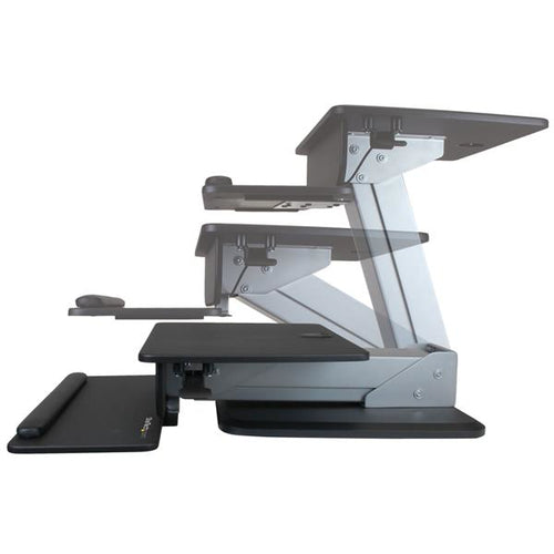 StarTech.com ARMSTS Sit-to-Stand Multimedia Cart - 30" Black & Silver Workstation