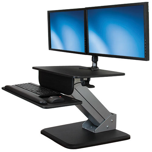 StarTech.com ARMSTS Sit-to-Stand Multimedia Cart - 30" Black & Silver Workstation