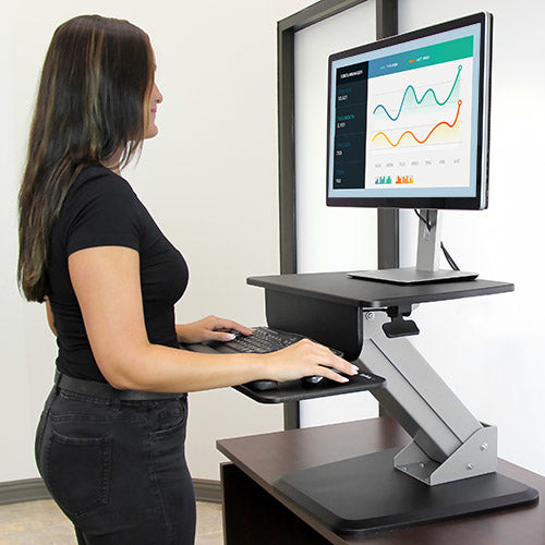 StarTech.com ARMSTS Sit-to-Stand Multimedia Cart - 30" Black & Silver Workstation