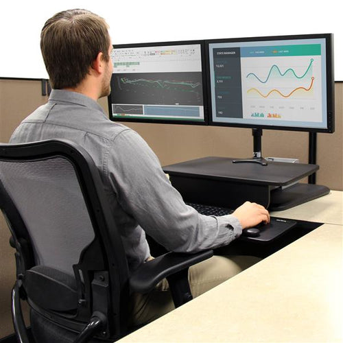 StarTech.com ARMSTS Sit-to-Stand Multimedia Cart - 30" Black & Silver Workstation