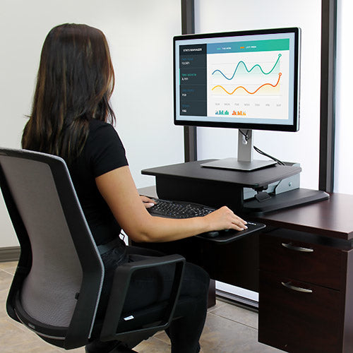 StarTech.com ARMSTS Sit-to-Stand Multimedia Cart - 30" Black & Silver Workstation