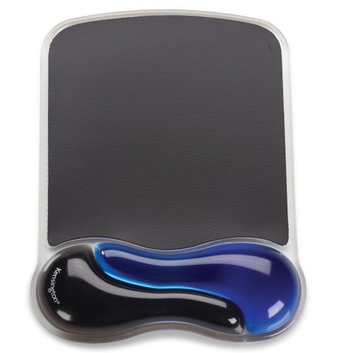 Kensington Gel Mouse Pad with Wrist Rest Black and Blue Monochromatic Design