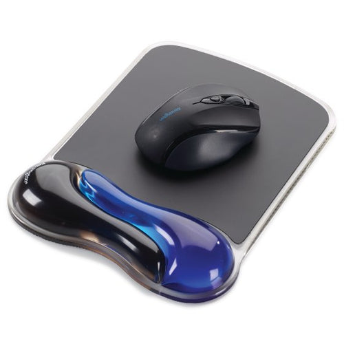 Kensington Gel Mouse Pad with Wrist Rest Black and Blue Monochromatic Design