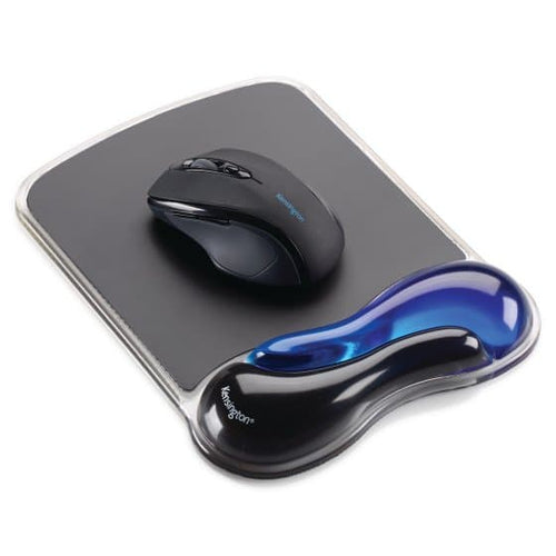 Kensington Gel Mouse Pad with Wrist Rest Black and Blue Monochromatic Design