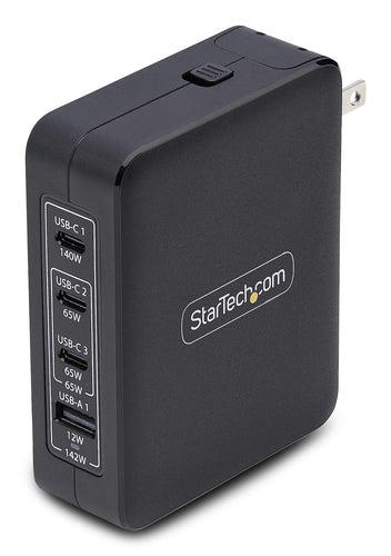 Wall Charger StarTech.com 140W USB-C 3x USB-C 1x USB-A GaN Adapter - 3114GCU-WALL-CHARGER