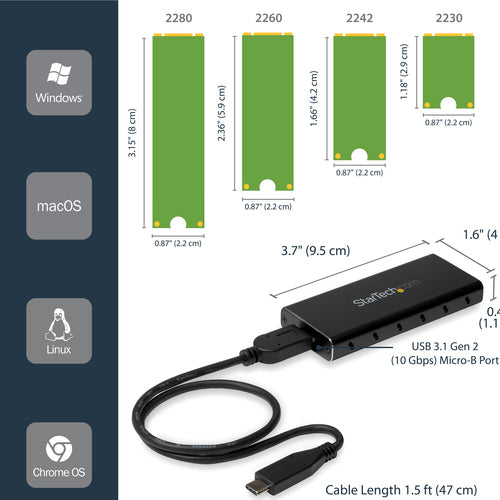 Storage Drive Enclosure StarTech.com SM21BMU31C3 USB 3.1 10Gbps M.2 SATA - SM21BMU31C3