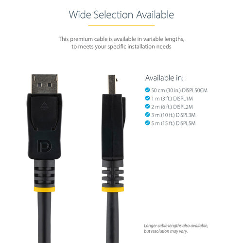 DisplayPort Cable StarTech.com DISPL2M 4K VESA Certified 2m Male-Male - DISPL2M