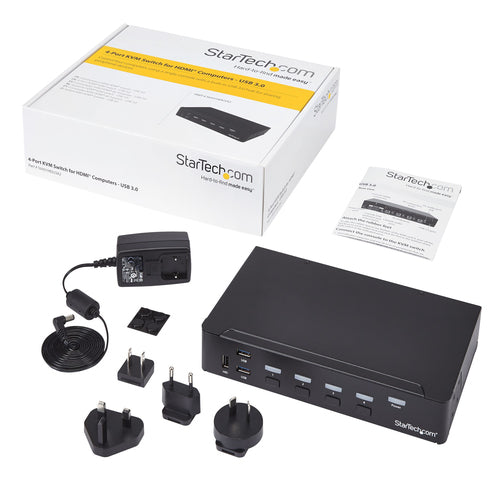 KVM Switch StarTech.com SV431HDU3A2 4-Port HDMI USB 3.0 1080p Rack Mount - SV431HDU3A2