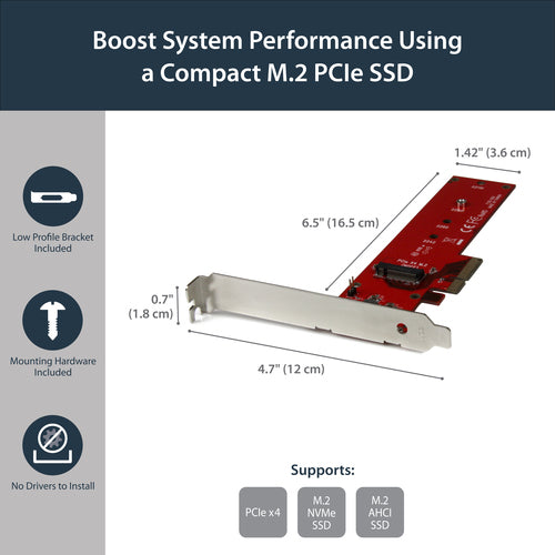 PCI Express 3.0 to M.2 PCIe NVMe SSD Adapter 8 Gbit/s Full-height Low-profile
