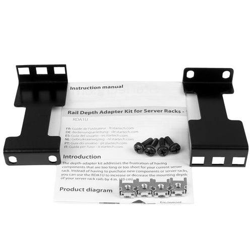 Rack Depth Adapter Kit StarTech.com 1U Rail 2 Adapters Black