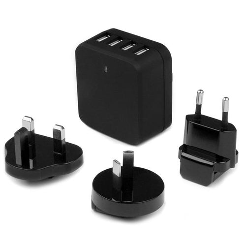 4-Port USB Charger International Travel 34W 6.8A AC Black