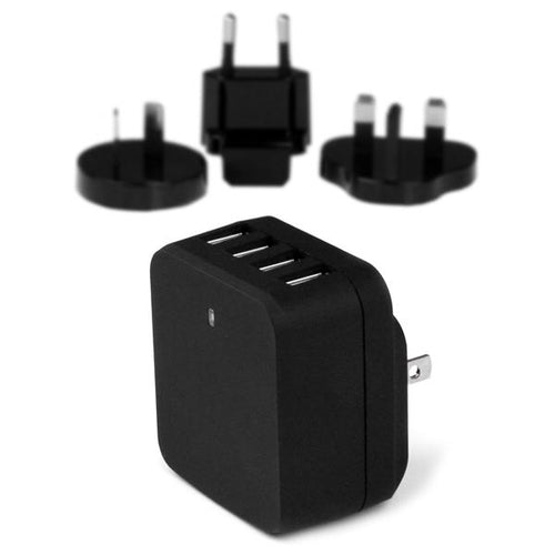 4-Port USB Charger International Travel 34W 6.8A AC Black
