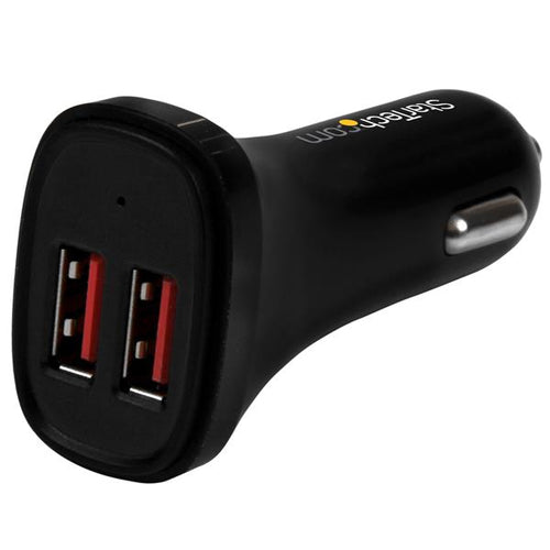 Car Charger StarTech Dual-Port 24W/4.8A USB Black - USB2PCARBKS