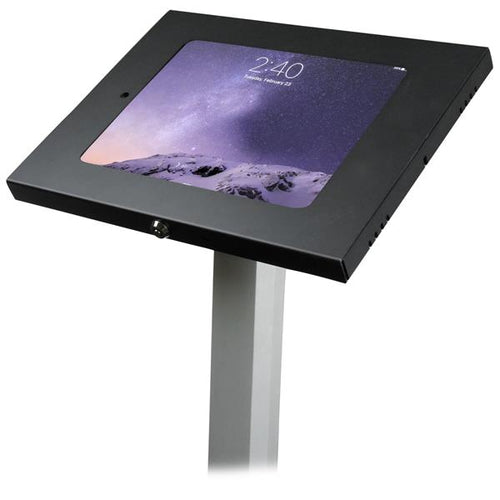 Multimedia Tablet Floor Stand Secure Anti-Theft Aluminium Steel Black Silver 9.7 inch