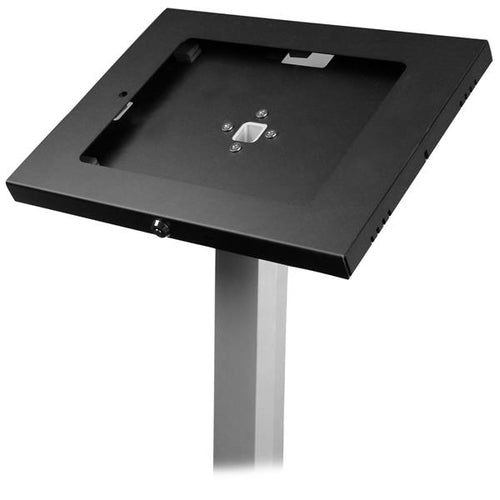 Multimedia Tablet Floor Stand Secure Anti-Theft Aluminium Steel Black Silver 9.7 inch