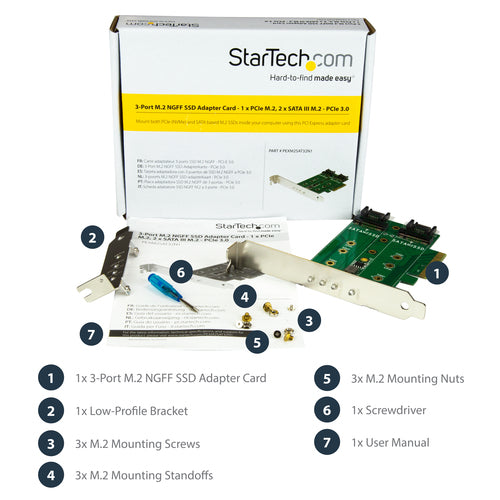 M.2 SSD Adapter Card StarTech.com PEXM2SAT32N1 PCIe NVMe SATA III