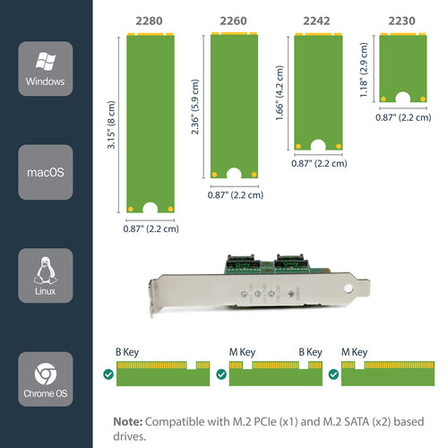 M.2 SSD Adapter Card StarTech.com PEXM2SAT32N1 PCIe NVMe SATA III