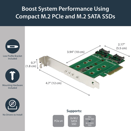 M.2 SSD Adapter Card StarTech.com PEXM2SAT32N1 PCIe NVMe SATA III