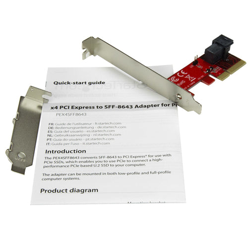 Adapter Card StarTech PCIe to SFF-8643 NVMe U.2 SSD Full-height Low-profile