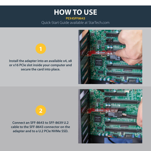 Adapter Card StarTech PCIe to SFF-8643 NVMe U.2 SSD Full-height Low-profile