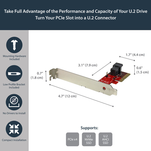 Adapter Card StarTech PCIe to SFF-8643 NVMe U.2 SSD Full-height Low-profile