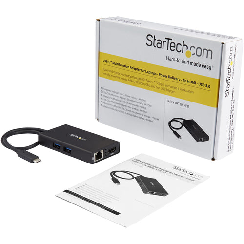 USB-C Travel Docking Station StarTech.com Multiport Adapter 4K HDMI 60W Power Delivery