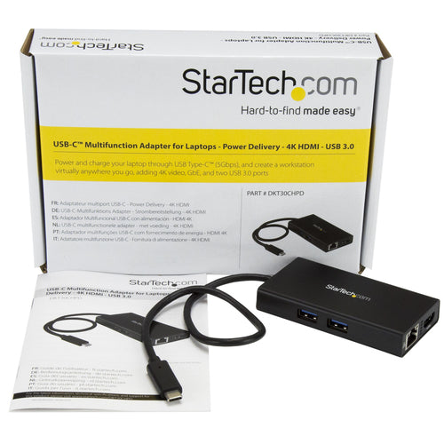 USB-C Travel Docking Station StarTech.com Multiport Adapter 4K HDMI 60W Power Delivery